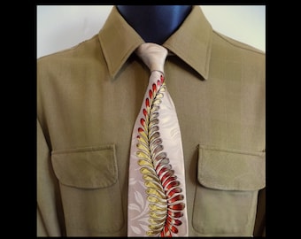 RARE 1940s-50s cusp Man's Board shirt from NATIONAL, "Worsted Touch" washable rayon and acrylic , gold-ochre brown, M