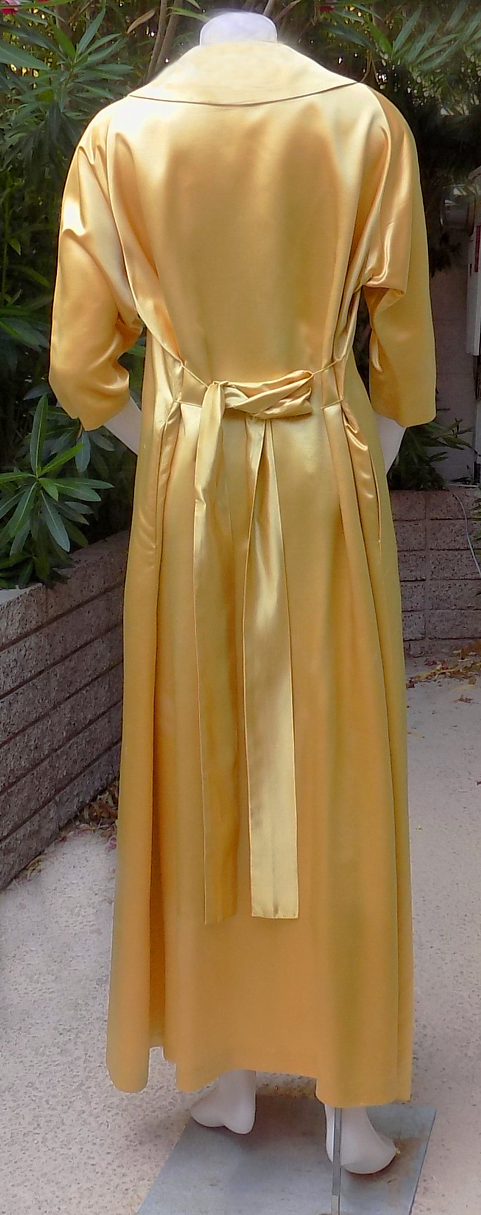 long gold satin robe