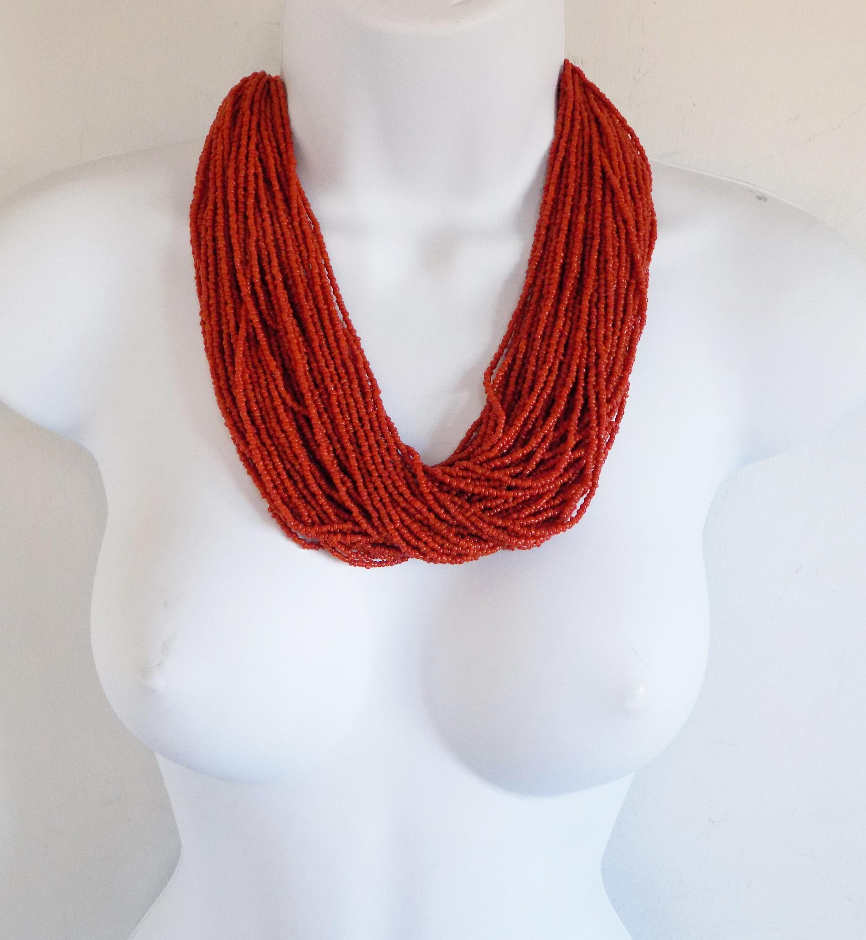 希少なヴィンテージOXBLOOD REDコーラルシードビーズ50ストランド
