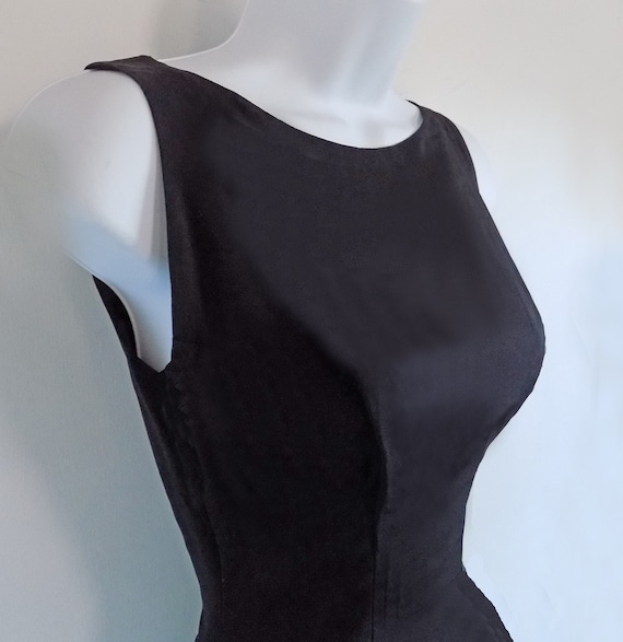 1950s Black Ruffle, Drop waist, Party Dress, Smal… - image 2