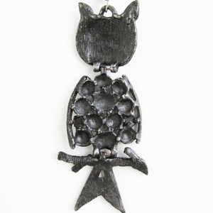 1960s Pewter Owl Pendant, kinetic, hinged image 3