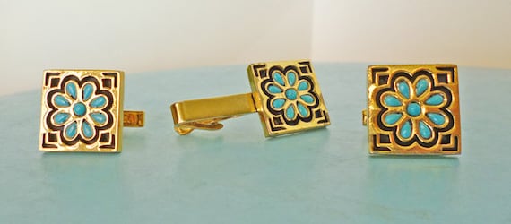 1970's Signed Western Indian themed Cufflinks set… - image 2