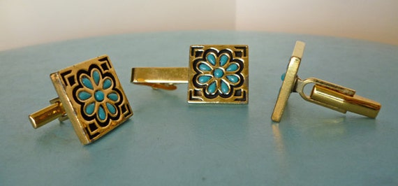 1970's Signed Western Indian themed Cufflinks set… - image 1