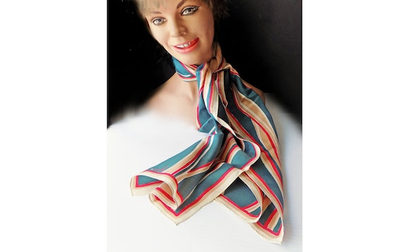 Foulard En Soie Vera Vintage Années 60 - Motif Géométrique - Occasion Très Bon état