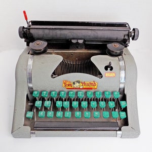 Vintage Tom Thumb JUNIOR Child's TOY Typewriter BLUE MADE IN USA