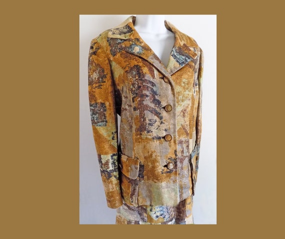 1960s linen-style MOD woman's suit / skirt and ja… - image 3