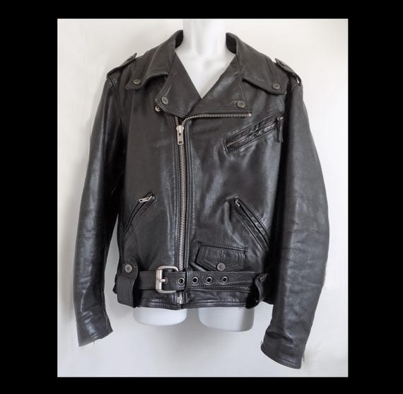 1990s XL Harley Davidson Black Leather Motorcycle Jacket, Quilted