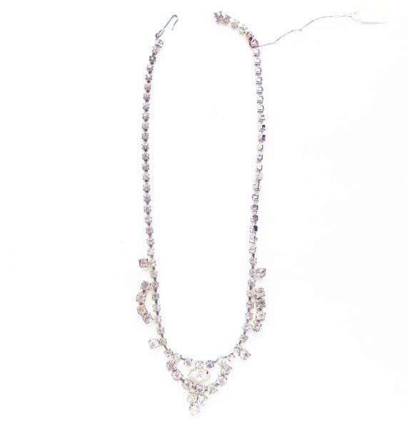 1950s Art Deco  clear rhinestone necklace / weddi… - image 3