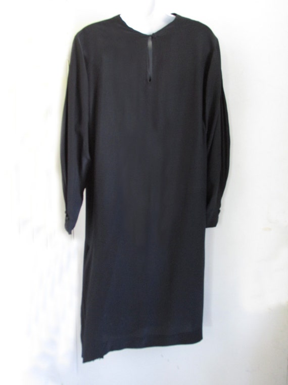 1910s/ 20s Black Silk asymmetrical pleated dress … - image 3