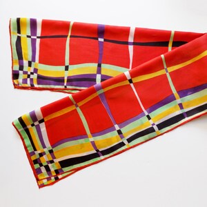 1940s Art Deco Plaid silk / rayon scarf