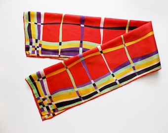 1940s Art Deco Plaid silk / rayon scarf