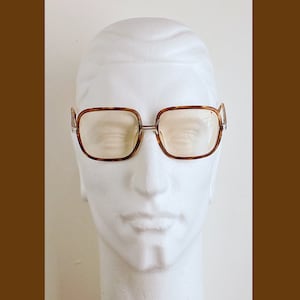 1960s-70s Montures en plastique japonais de forme carrée avec lentilles de prescription qui peuvent être enlevées / style écaille de tortue brune / lunettes image 3