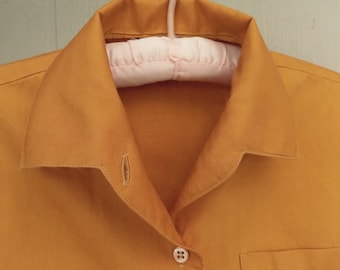 1950s RARE "Jaimsie" Mustard colored long sleeve girl's shirt / Rockabilly / age 12 / cotton / deadstock / swing / RnR