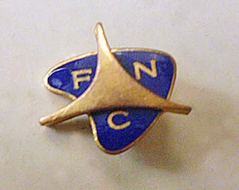 1950s Atomic Lapel Pin / enamel / blue / FNC / ameba / boomerang / MCM