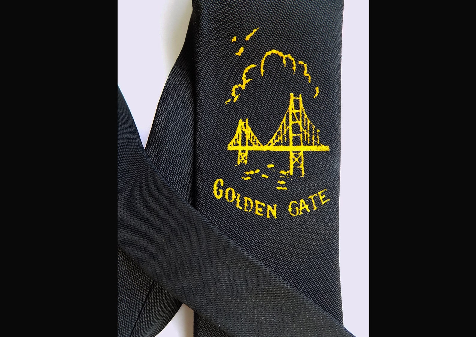 1950s -60s GOLDEN GATE Souvenir Black Necktie, With Gold Lettering / No ...