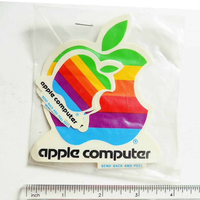Apple Computer Sticker 1977-1990 Apple Computer Rainbow Logo Stickers (4