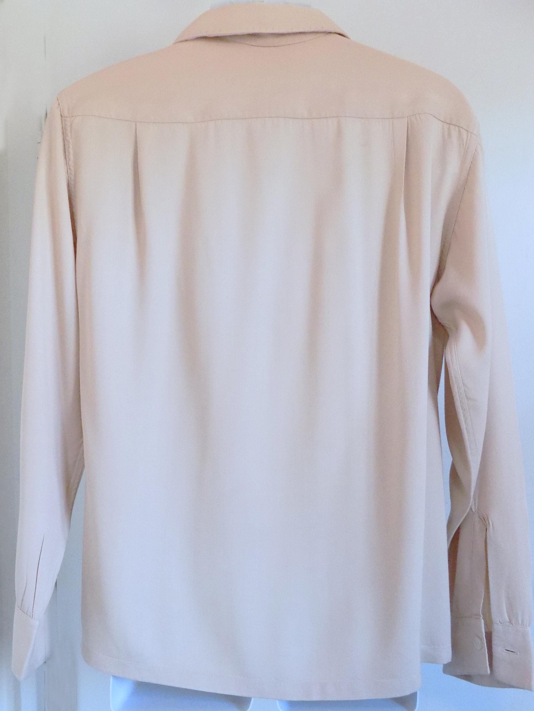 1940s-50s Rare Van Heusen VANGAB Gabardine Loop Collar Beige Shirt