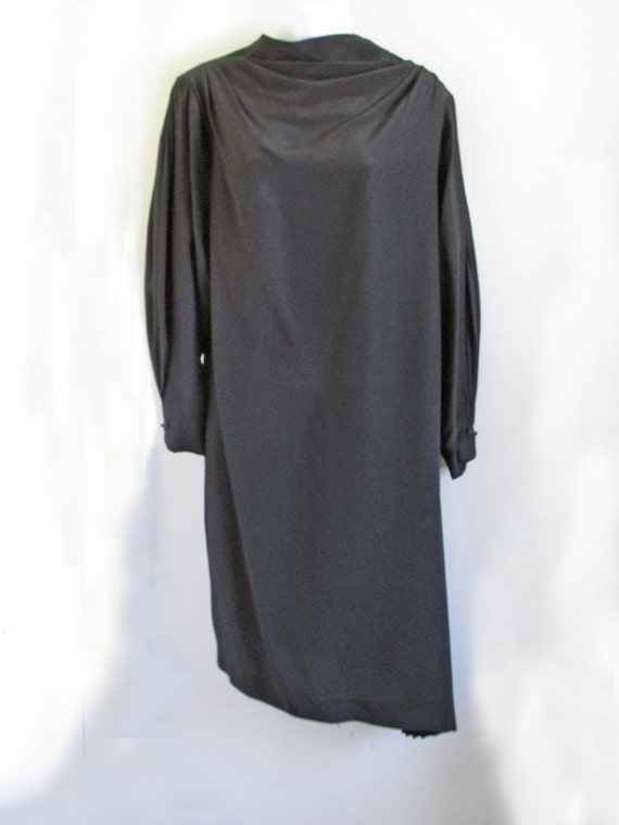 1910s/ 20s Black Silk asymmetrical pleated dress … - image 2