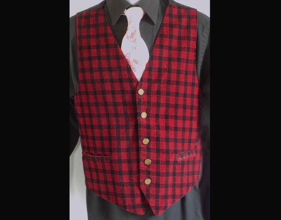 Rare 1950s Plaid Corduroy Rockabilly Waistcoat by the