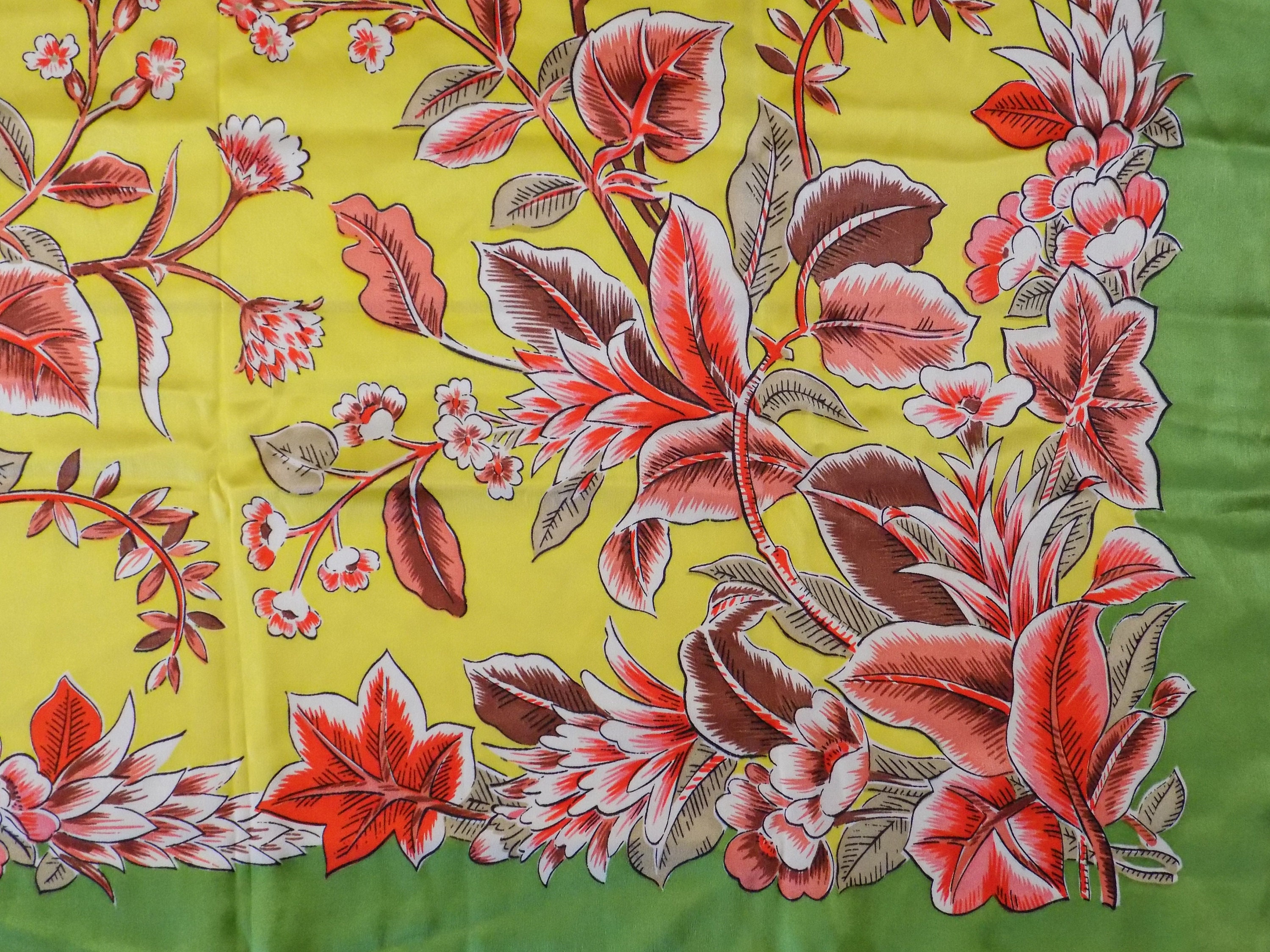 00’s Archive PPFM Scalf Stole 1945-1952 Large Silk Floral Scarf From Occupied Japan. 31
