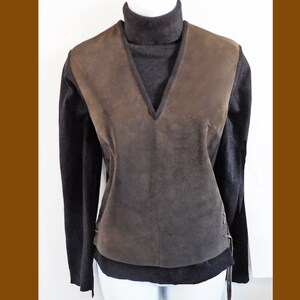 RARE 1950s-60s wool and suede woman's vest by Virany of New York / beatnik / folk singer / avant-garde / arty / Made in Austria image 2