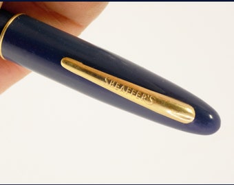 Pluma estilográfica Admiral Scheaffer, 1945, azul oscuro, plumín de 14 quilates, estilo escriba, escritura, vintage, Atomic, mediados de siglo, azul marino