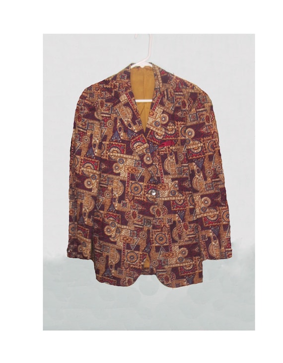 1960s Tiki Batik Cotton Sports Jacket / Steegan /… - image 1