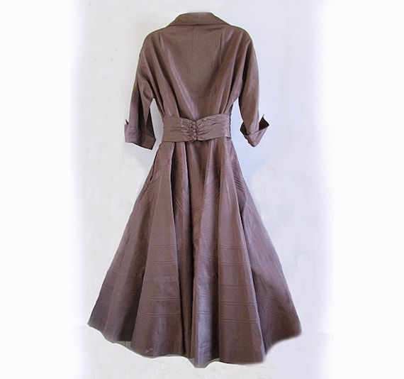 1940s R&K New Look Brown Taffeta Swing skirt / Ni… - image 2