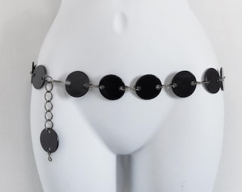 1960er MOD Kunststoff und Messing Hüftkette Hüftkette Hüftgürtel in den 80er Jahren getragen, toll mit Miniröcken, Kleidern, perfekt für Hüfthosen