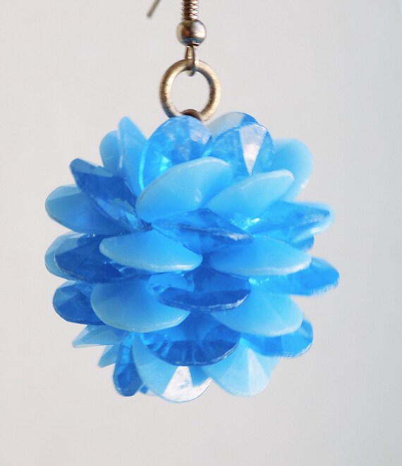 1960s GoGo Girl Discotheque blue plastic earrings / … Gem