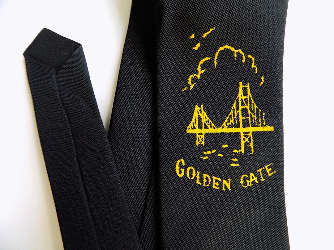 1950s -60s GOLDEN GATE Souvenir Black Necktie, With Gold Lettering / No ...
