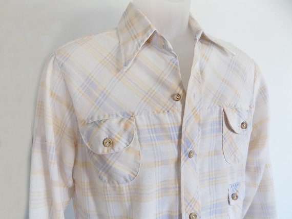 1970s wide collar mans long sleeved Disco shirt b… - image 1