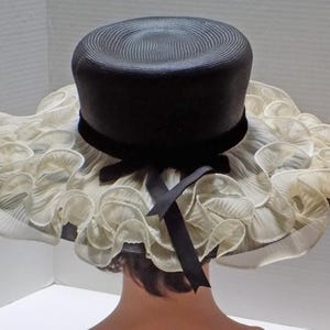 Deborah wool felt hat beige and black bow Deborah New York Hat - Etsy main image 2