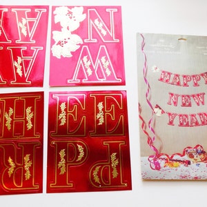 Lata 50. - 60. XX wieku Nieużywany baner foliowy Hallmark NEW YEAR's / zapas magazynowy / oryginalne opakowanie