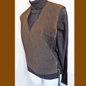 RARE 1950s-60s wool and suede woman's vest by Virany of New York / beatnik / folk singer / avant-garde / arty / Made in Austria image 1