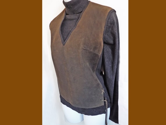 RARE  1950s-60s wool and suede woman's vest by Vi… - image 1