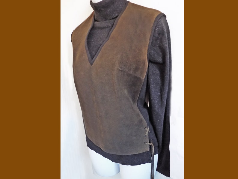 RARE 1950s-60s wool and suede woman's vest by Virany of New York / beatnik / folk singer / avant-garde / arty / Made in Austria image 1