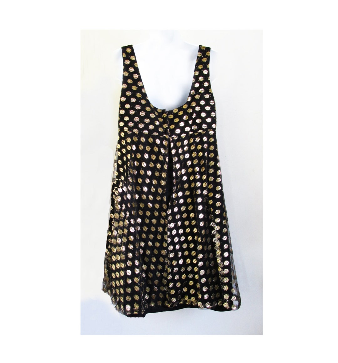 1960s MOD Go-go Black Dress With Gold Polka Dot Overlay Made - Etsy