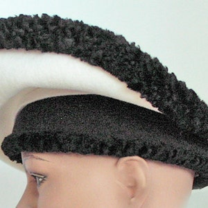 1950's Winter Atomic Canopy / Platter Black and White Wool Hat image 4