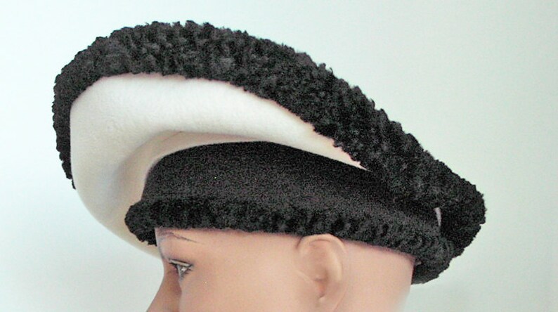 1950's Winter Atomic Canopy / Platter Black and White Wool Hat image 4