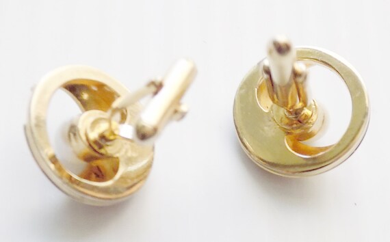 1960s Atomic textured cuff links set with costume… - image 5