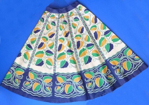 1940s Ethnic print Home Made Cotton Skirt / flora… - image 3