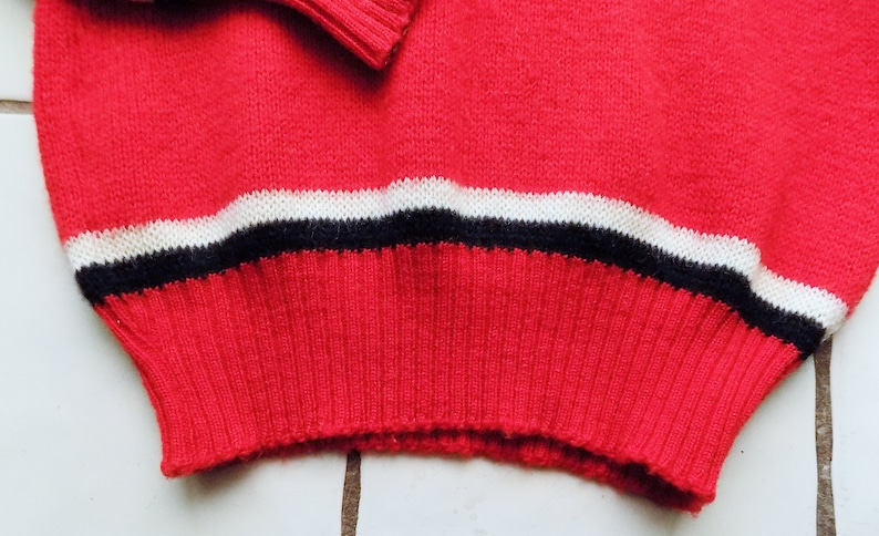 1950s McGregor red wool Winter sweater Pullover unisex 36 mens sport preppy collegiate