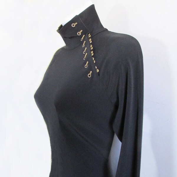 Jean Paul Gaultier  CLASSIQUE Designer Sleek Full length black dress / made in Italy / designer / Haute Couture