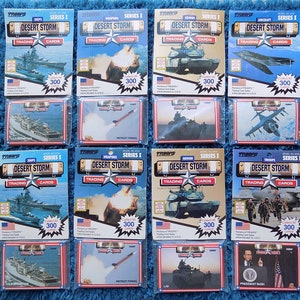 Cartões colecionáveis da série 1 Desert Storm de 1991, sem pendurar / nunca exibidos / lacrados de fábrica / 8 pacotes por um preço baixo / Cartões colecionáveis