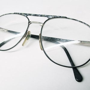 1990s Italian Aviator Frames with Grey and green flecks, and spring arm hinge