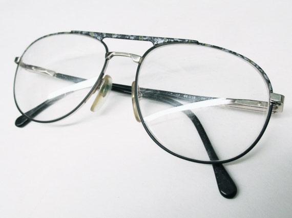 1990s Italian Aviator Frames with Grey and green … - image 1