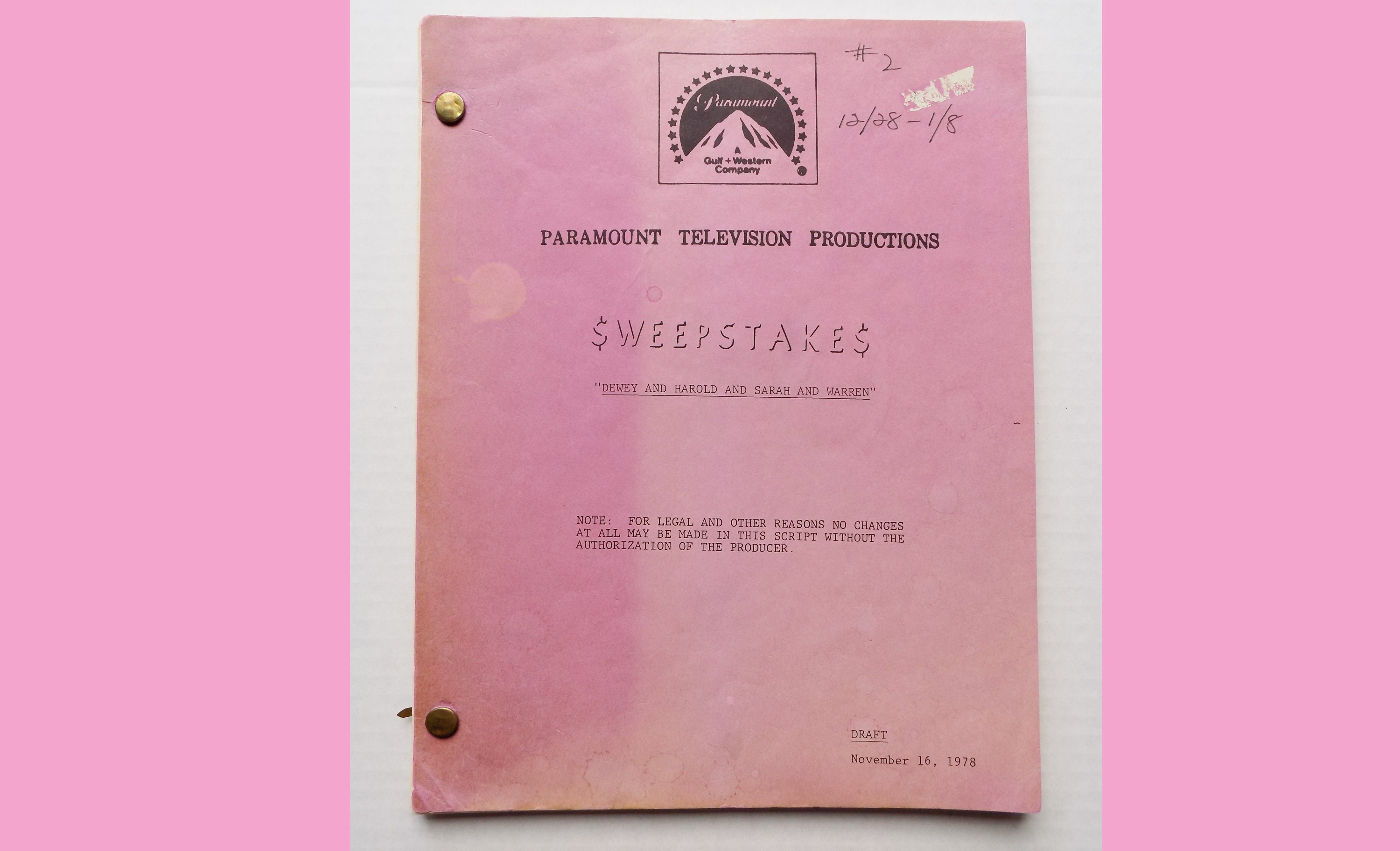1978 Paramount Movie Script / 