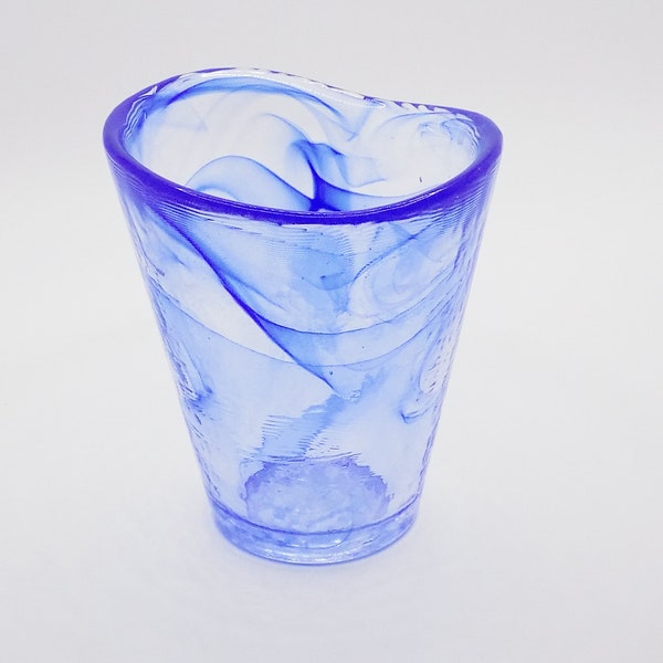 1990s Scandinavian UHV art glass tumbler from Kosta Boda designed by Ulrica Hydman-Vallien /4.5" tall /NO free shipping /blue, black, red