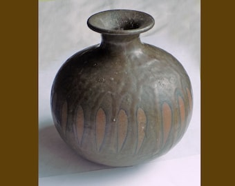 1950er Jahre Kleine japanische Vase / Topf braun glasiert / Mid Century / Atomic / Made in Japan / 10cm